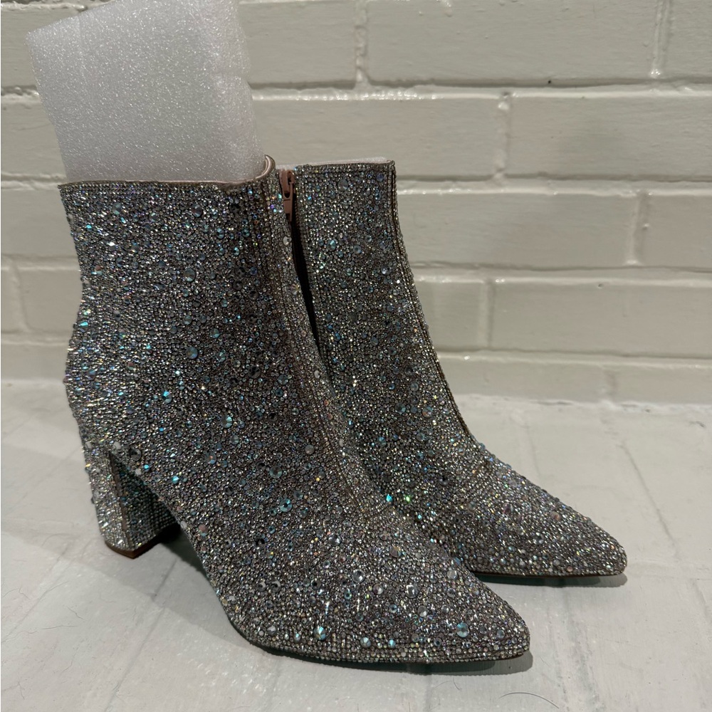 Betsey Johnson Glittering Silver Ankle Boots - Picture 3 of 4